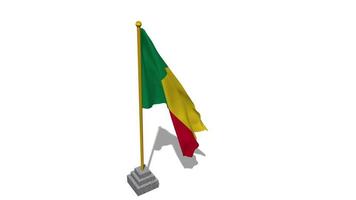 Benin Flag Start Flying in The Wind with Pole Base, 3D Rendering, Luma Matte Selection video