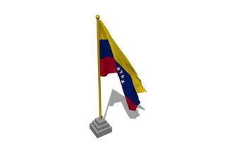 Bolivarian Republic of Venezuela Flag Start Flying in The Wind with Pole Base, 3D Rendering, Luma Matte Selection video