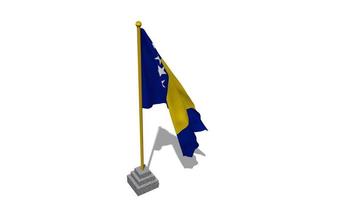 Bosnia and Herzegovina Flag Start Flying in The Wind with Pole Base, 3D Rendering, Luma Matte Selection video