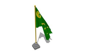 Territory of Cocos Islands, Keeling Islands Flag Start Flying in The Wind with Pole Base, 3D Rendering, Luma Matte Selection video