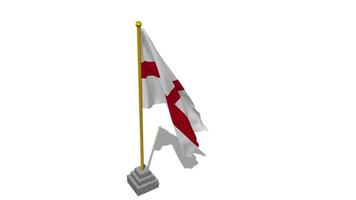 England Flag Start Flying in The Wind with Pole Base, 3D Rendering, Luma Matte Selection video