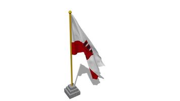 Gibraltar Flag Start Flying in The Wind with Pole Base, 3D Rendering, Luma Matte Selection video