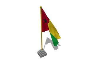 Guinea Bissau bandera comienzo volador en el viento con polo base, 3d representación, luma mate selección video