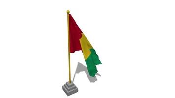 Guinea Flag Start Flying in The Wind with Pole Base, 3D Rendering, Luma Matte Selection video