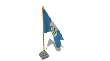 Guatemala bandera comienzo volador en el viento con polo base, 3d representación, luma mate selección video