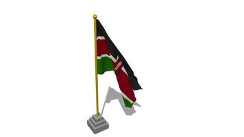 Kenya drapeau début en volant dans le vent avec pôle base, 3d le rendu, luma mat sélection video