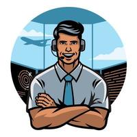 air traffic controller worker smiling vector