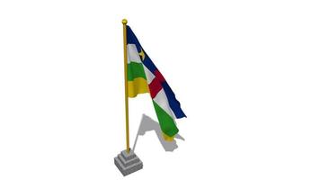 Central African Republic Flag Start Flying in The Wind with Pole Base, 3D Rendering, Luma Matte Selection video