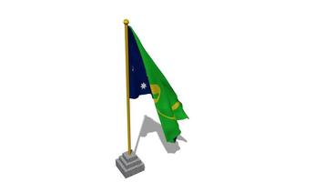 Territory of Christmas Island Flag Start Flying in The Wind with Pole Base, 3D Rendering, Luma Matte Selection video