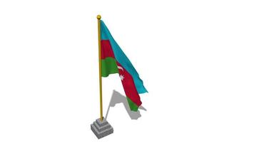 Aserbaidschan Flagge Start fliegend im das Wind mit Pole Base, 3d Wiedergabe, Luma matt Auswahl video