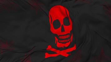 Skulls Danger Sign Flag Seamless Looping Background, Looped Bump Texture Cloth Waving Slow Motion, 3D Rendering video