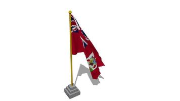 Bermuda Flag Start Flying in The Wind with Pole Base, 3D Rendering, Luma Matte Selection video