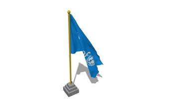 förenad nationer barns fond, unicef flagga Start flygande i de vind med Pol bas, 3d tolkning, luma matt urval video