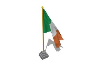 Irlanda bandeira começar vôo dentro a vento com pólo base, 3d Renderização, luma fosco seleção video