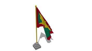 Grenada Flagge Start fliegend im das Wind mit Pole Base, 3d Wiedergabe, Luma matt Auswahl video