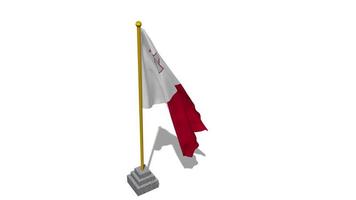 Malta Flag Start Flying in The Wind with Pole Base, 3D Rendering, Luma Matte Selection video