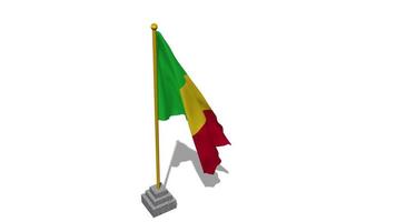 mali bandeira começar vôo dentro a vento com pólo base, 3d Renderização, luma fosco seleção video