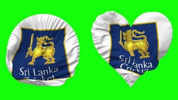 sri lanka criquet, SLC drapeau dans cœur et rond forme agitant sans couture en boucle, en boucle agitant lent mouvement drapeau, chrominance clé, 3d le rendu video