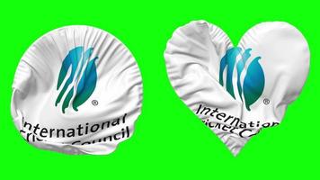 International Cricket Council, ICC Flag in Heart and Round Shape Waving Seamless Looping, Looped Waving Slow Motion Flag, Chroma Key, 3D Rendering video