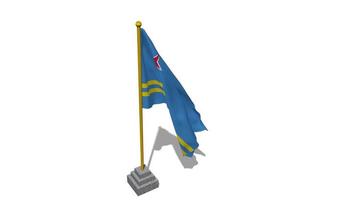 Aruba Flag Start Flying in The Wind with Pole Base, 3D Rendering, Luma Matte Selection video