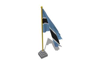 Botswana bandera comienzo volador en el viento con polo base, 3d representación, luma mate selección video