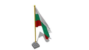 Bulgaria bandera comienzo volador en el viento con polo base, 3d representación, luma mate selección video