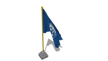 International Monetary Fund, IMF Flag Start Flying in The Wind with Pole Base, 3D Rendering, Luma Matte Selection video