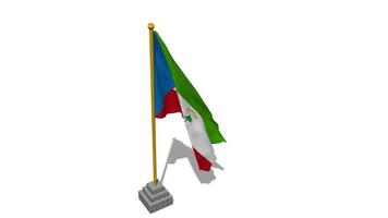 Equatorial Guinea Flag Start Flying in The Wind with Pole Base, 3D Rendering, Luma Matte Selection video