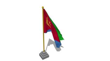 eritrea bandera comienzo volador en el viento con polo base, 3d representación, luma mate selección video