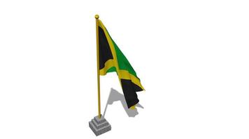 Jamaica Flag Start Flying in The Wind with Pole Base, 3D Rendering, Luma Matte Selection video