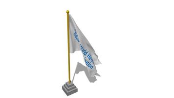 World Health Organization, WHO Flag Start Flying in The Wind with Pole Base, 3D Rendering, Luma Matte Selection video