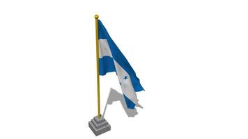 Honduras bandera comienzo volador en el viento con polo base, 3d representación, luma mate selección video