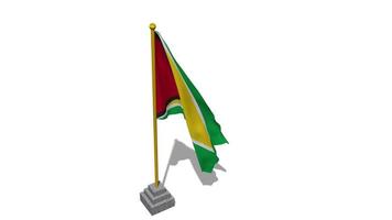 guyana flagga Start flygande i de vind med Pol bas, 3d tolkning, luma matt urval video