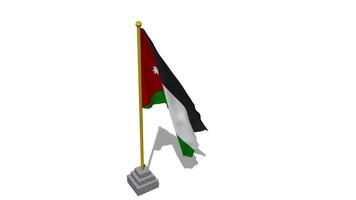 Jordan Flag Start Flying in The Wind with Pole Base, 3D Rendering, Luma Matte Selection video