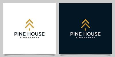 House logo design template with abstract pine tree logo graphic design vector illustration. Symbol, icon, creative.