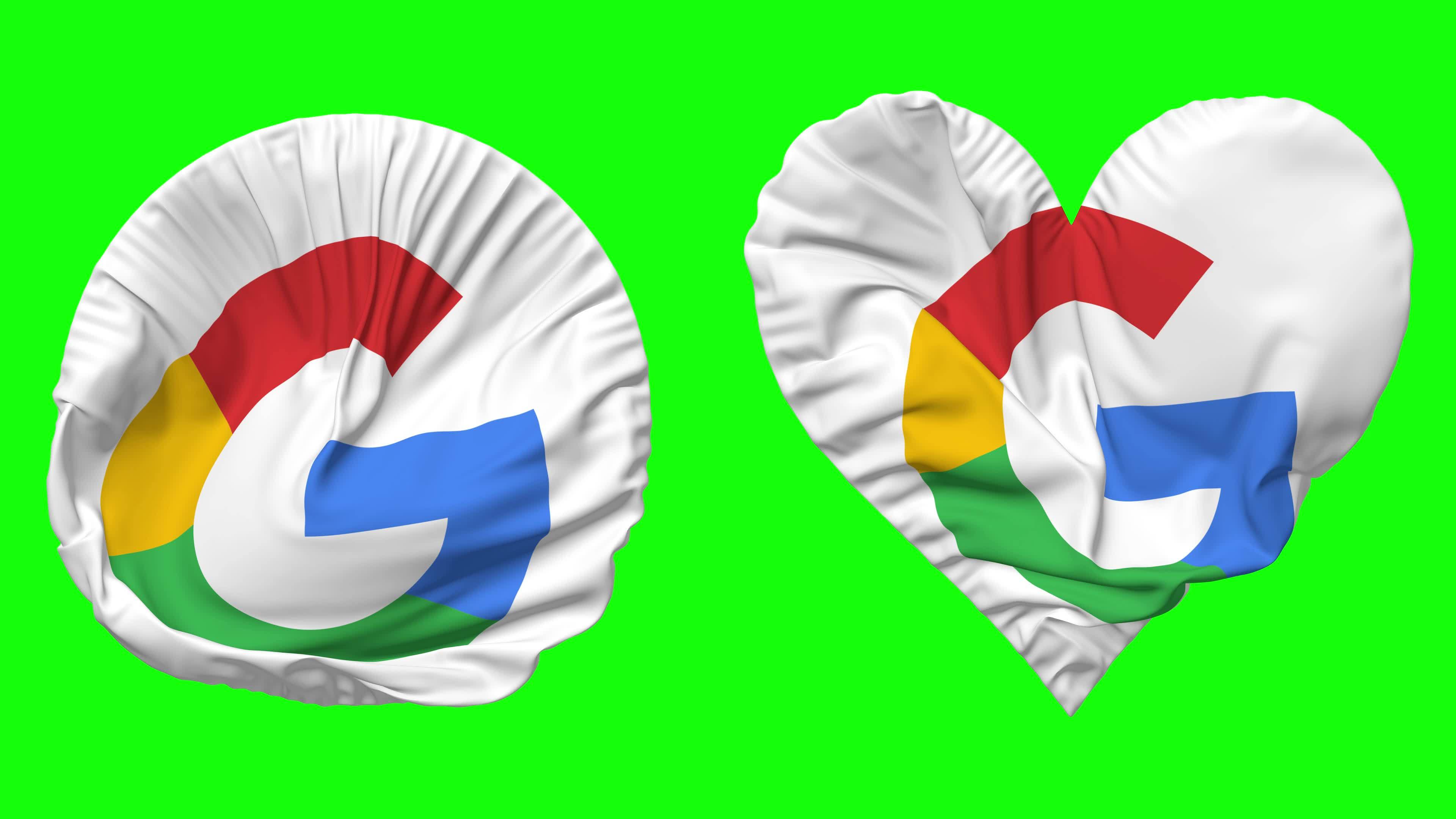 Google Flag in Heart and Round Shape Waving Seamless Looping, Looped