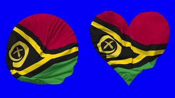 Vanuatu Flag in Heart and Round Shape Waving Seamless Looping, Looped Waving Slow Motion Flag, Chroma Key, 3D Rendering video