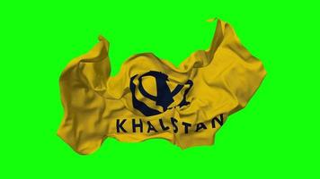 Khalistan Flag Seamless Looping Flying in Wind, Looped Bump Texture Cloth Waving Slow Motion, Chroma Key, Luma Matte Selection of Flag, 3D Rendering video