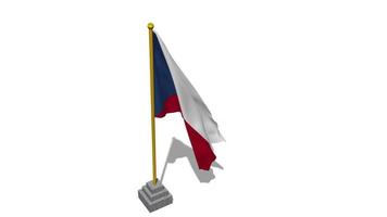 Czech Republic, Czechoslovakia Flag Start Flying in The Wind with Pole Base, 3D Rendering, Luma Matte Selection video