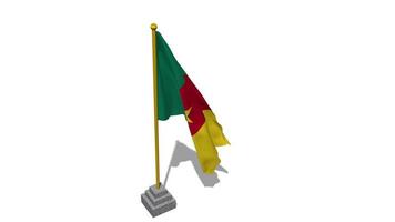 Cameroon Flag Start Flying in The Wind with Pole Base, 3D Rendering, Luma Matte Selection video