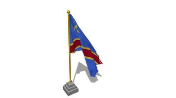 DR Congo Flag Start Flying in The Wind with Pole Base, 3D Rendering, Luma Matte Selection video