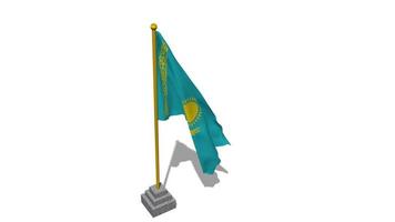 Kazakhstan Flag Start Flying in The Wind with Pole Base, 3D Rendering, Luma Matte Selection video