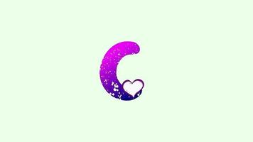 Hearts and letter C with purple gradient video