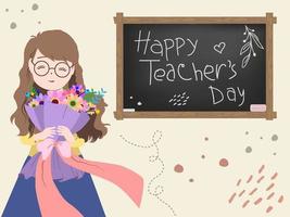 Happy teacher's day with  aesthetic background vector