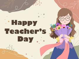 Happy teacher's day with  aesthetic background vector