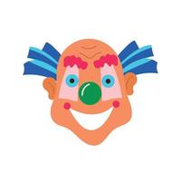 Vector illustration of a smiling clown on a white background. Circus carnival cartoon art illustration. Design for happy birthday party, poster, banner, card, web site, modern trendy flat style