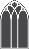 kyrka medeltida fönster. gammal gotik stil arkitektur element. glyf illustration png