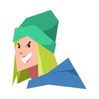 smiling woman character in beanie and hoodie. suitable for avatar themes, beauty, fashion, social media profile pictures. flat vector illustration.