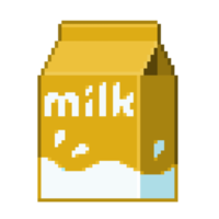 An 8-bit retro-styled pixel-art illustration of an orange milk carton. png