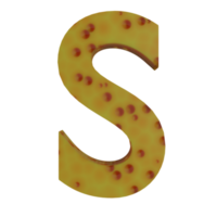 A 3D illustration of a cheese-shaped English letter S. png